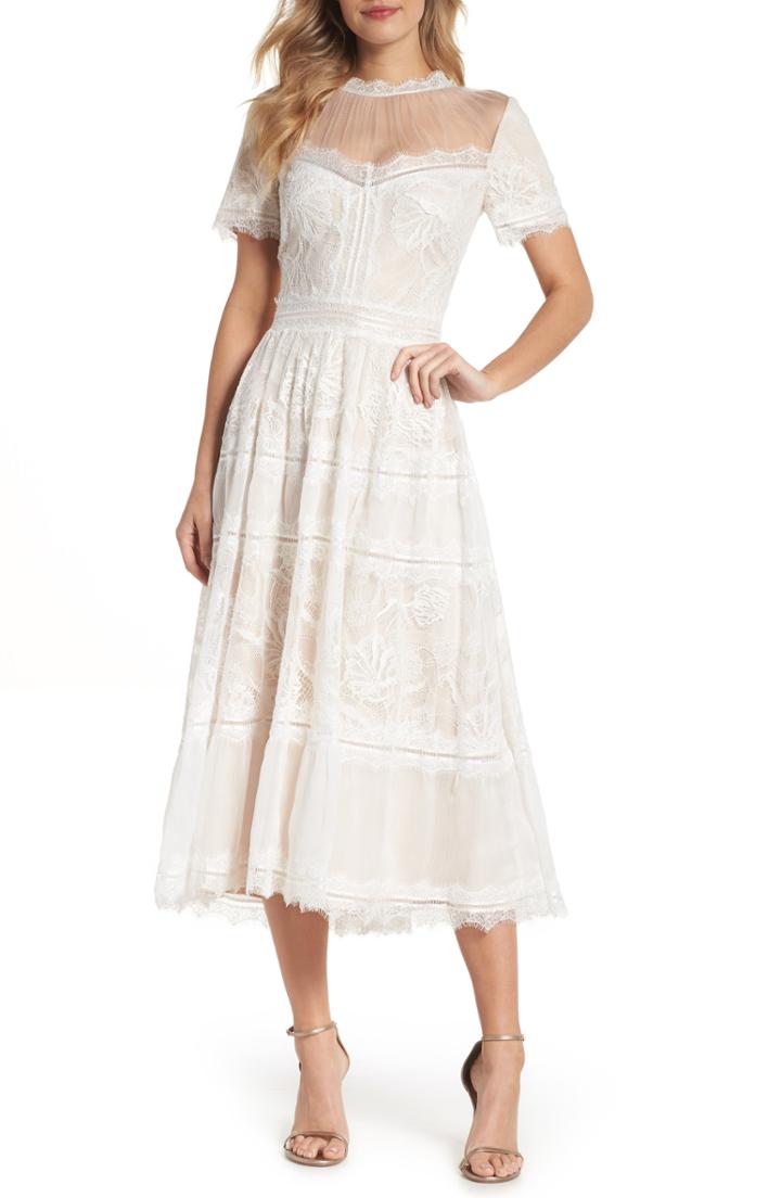 Women's Tadashi Shoji Lace Midi Dress - Ivory