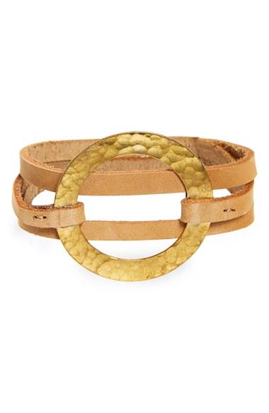 Women's Me To We Brass Ring Leather Wrap Bracelet