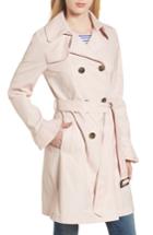 Women's Tahari Stella Ruffle Sleeve Trench Coat - Pink