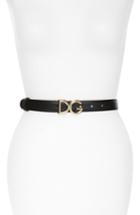 Women's Dolce & Gabbana Metal Logo Buckle Leather Belt - Nero/ Oro
