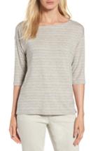 Women's Eileen Fisher Stripe Knit Boxy Top - Grey