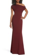 Women's Katie May Hannah One-shoulder Crepe Trumpet Gown - Burgundy