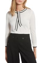 Women's 1901 Tipped Tie Neck Wool Blend Sweater - Ivory