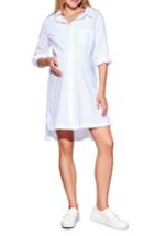 Women's Maternal America High/low Maternity Shirtdress - White