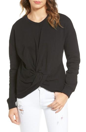 Women's Sincerely Jules Knot Front Cotton Sweatshirt, Size - Black