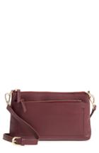 Nordstrom Brixton Convertible Leather Crossbody Bag With Pop-out Card Holder - Burgundy