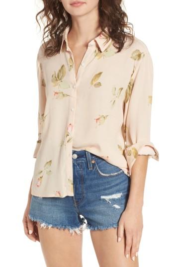 Women's Obey Sinclair Floral Print Shirt - Beige