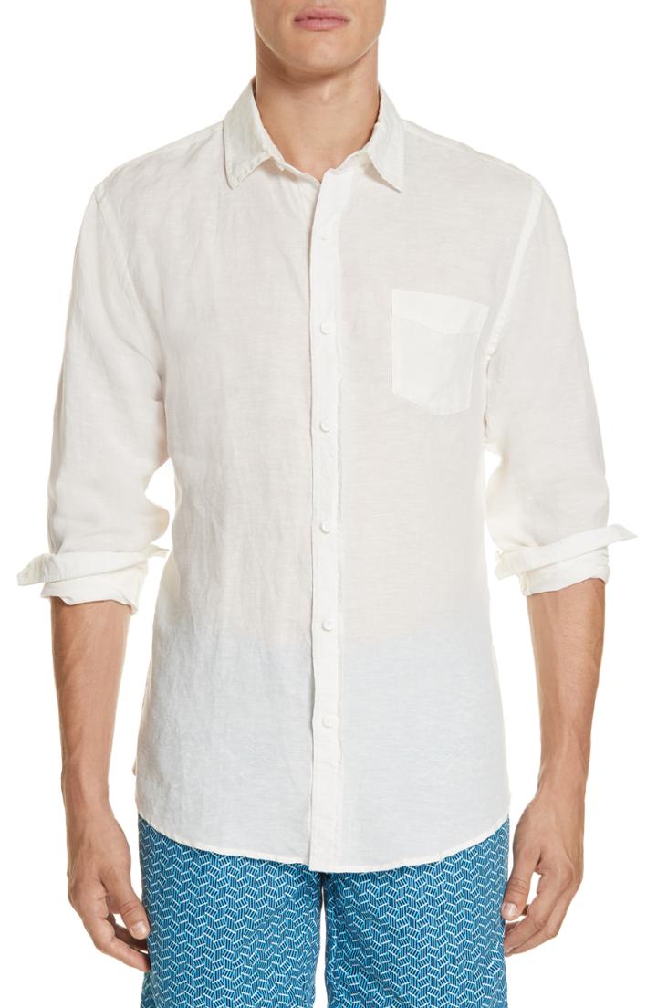 Men's Onia Abe Linen Blend Shirt - White