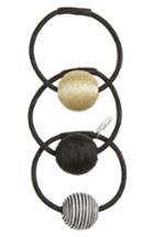Tasha 3-pack Ball Charm Ponytail Holders, Size - Metallic