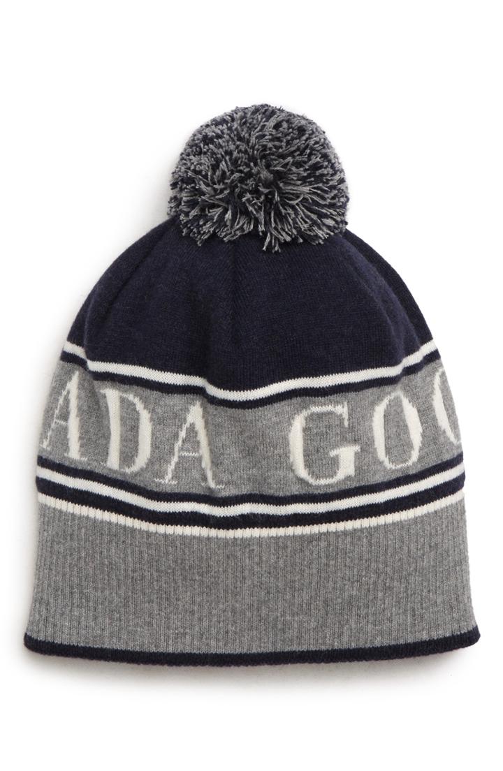 Men's Canada Goose Pom Merino Wool Beanie - Blue