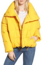 Women's Topshop Puffer Coat Us (fits Like 0-2) - Yellow