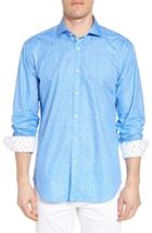 Men's Bugatchi Freehand Shaped Fit Sport Shirt, Size - Blue