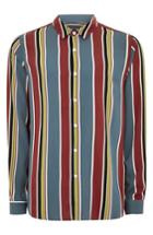 Women's Topman Stripe Classic Fit Sport Shirt - Blue