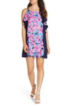 Women's Lilly Pulitzer Kara Ruffle Silk Dress, Size - Blue