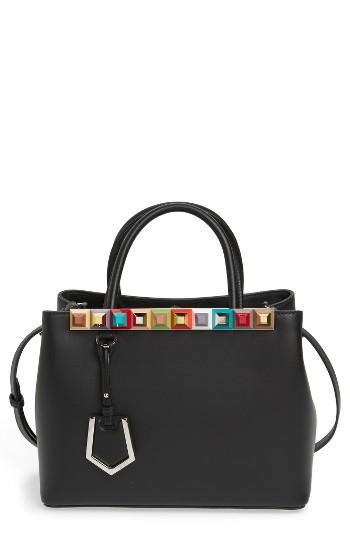 Fendi Petite 2jours Studded Calfskin Leather Shopper - Black