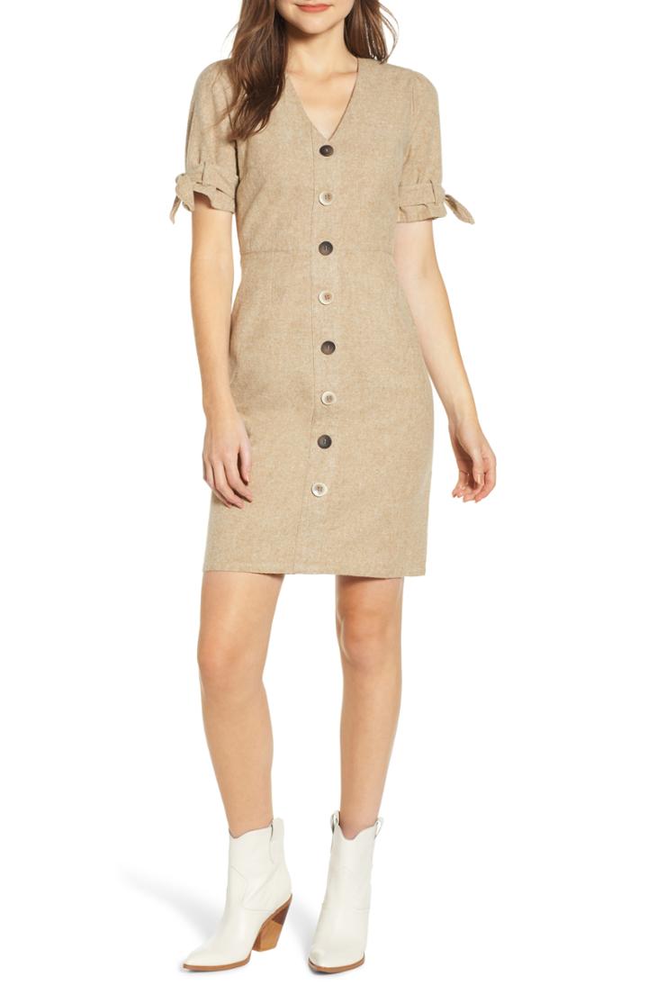 Women's Moon River Button Front Dress - Beige