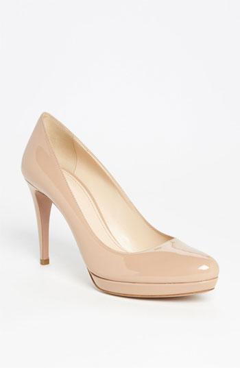 Prada Round Toe Platform Pump Nude