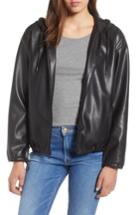 Women's Sam Edelman Faux Leather Hoodie - Black