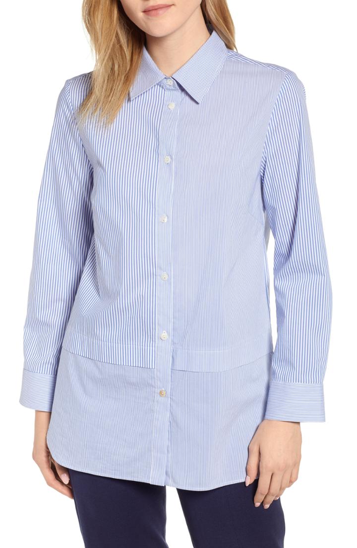 Women's Mind Wang Mixed Stripe Shirt - Blue