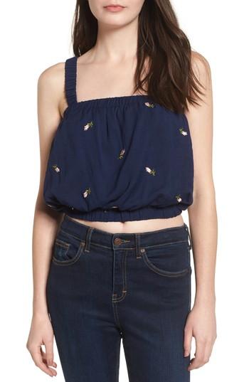 Women's Storee Embroidered Crop Top - Blue
