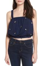 Women's Storee Embroidered Crop Top - Blue