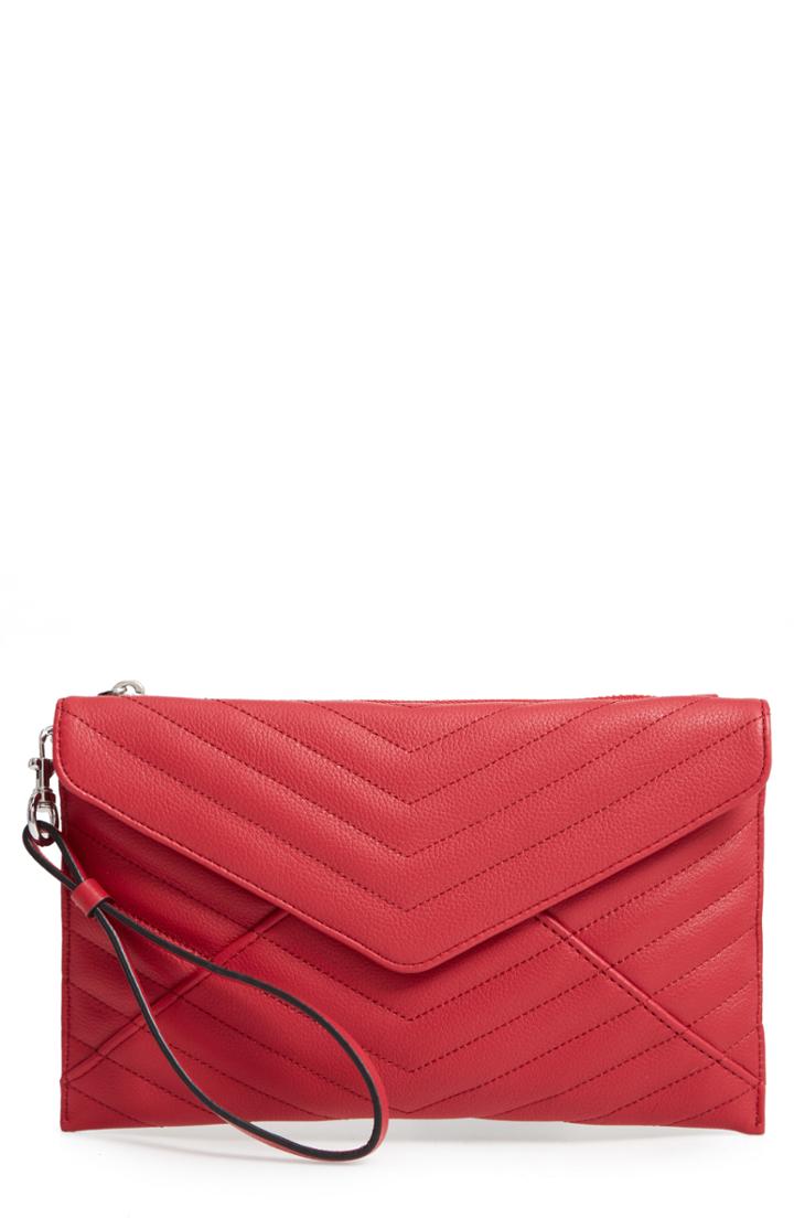 Rebecca Minkoff Leo Quilted Leather Clutch - Red