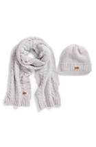 Women's Barbour Cable Knit Hat & Scarf Set - White