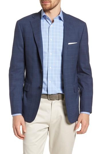 Men's H Classic Fit Plaid Wool Sport Coat R - Blue