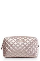 Mz Wallace Mica Quilted Nylon Cosmetics Case, Size - Rose Gold Metallic