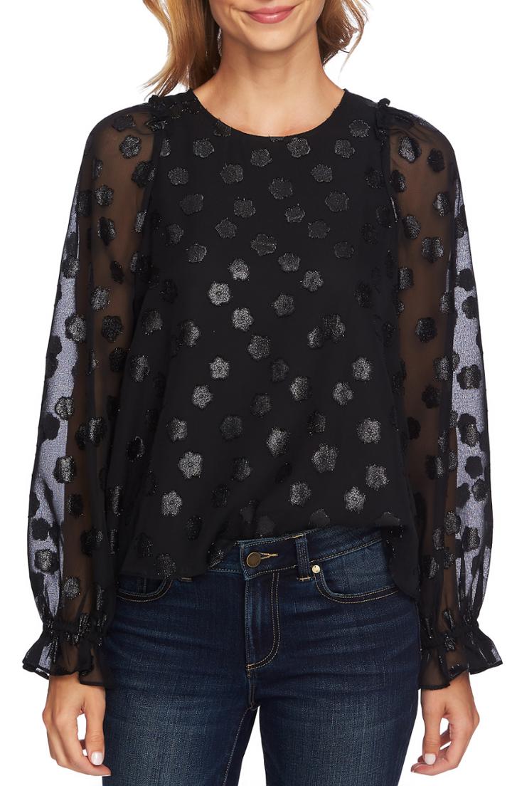 Women's Vince Camuto Layered Look Brushed Jersey Top - Grey