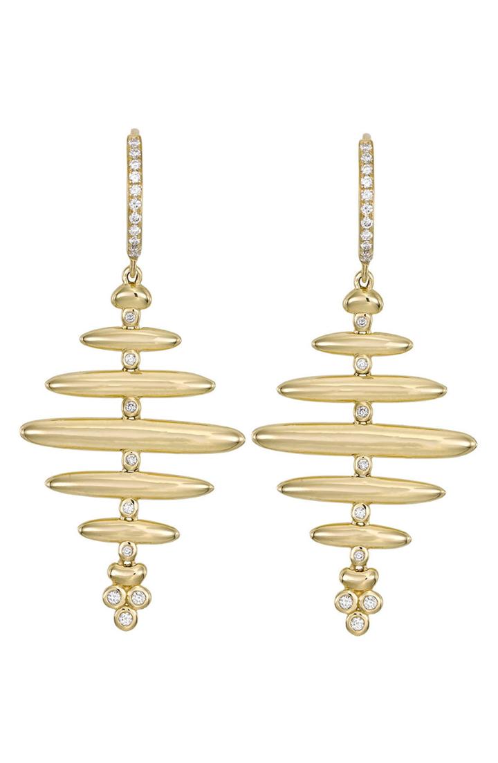 Women's Temple St. Clair Earthly 18k Gold & Diamond Honeycomb Drop Earrings