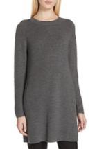 Women's Eileen Fisher Round Neck Merino Wool Tunic - Grey