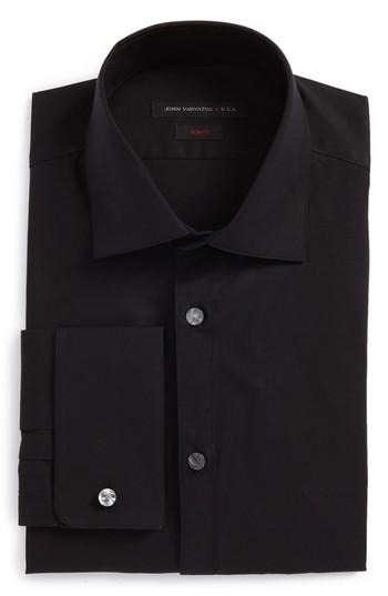 Men's John Varvatos Star Usa Slim Fit Stretch Solid Dress Shirt L - Black