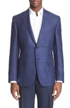 Men's Canali Classic Fit Plaid Wool Blend Sport Coat R Eu - Blue