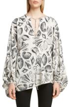 Women's Rebecca Taylor Givery Fleur Metallic Silk Top - Blue
