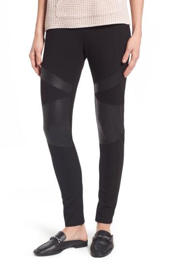 Women's Two By Vince Camuto Lacquer Inset Moto Leggings