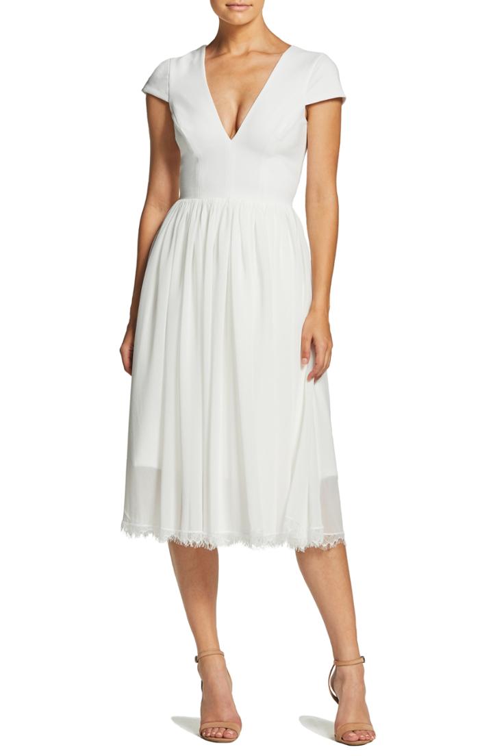 Women's Dress The Population Corey Chiffon Fit & Flare Dress, Size - Ivory