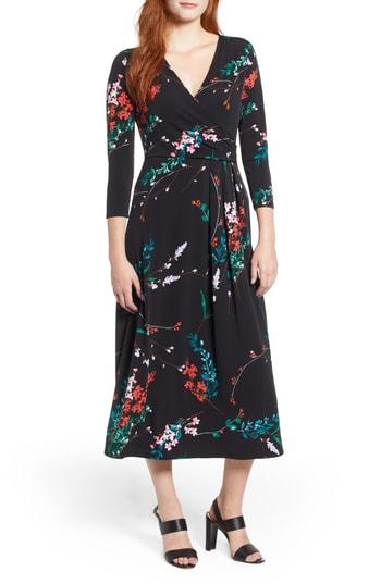 Women's Chaus Wildflower Dream Faux Wrap Dress - Black