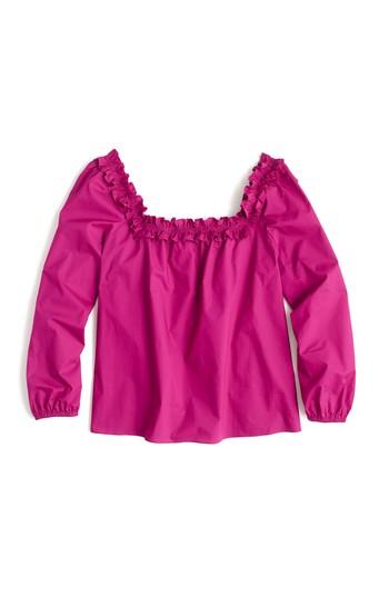 Women's J.crew Hum Silk Blend Ruffle Neck Top - Pink