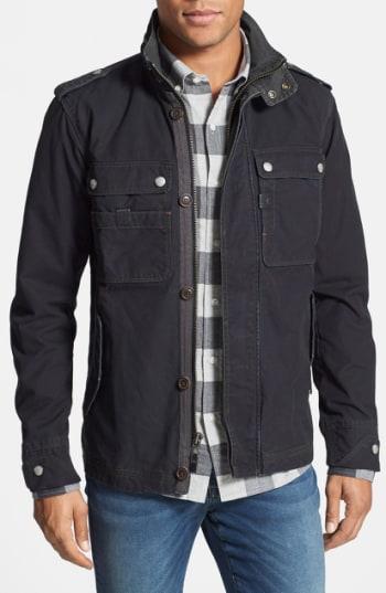 Men's Jeremiah 'paxton' Military Jacket With Stowaway Hood - Black