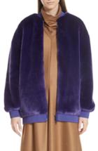 Women's Tibi Faux Fur Bomber Jacket - Purple