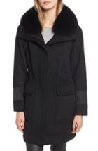 Women's Kenneth Cole New York Faux Fur Trim Puffer Jacket - Grey