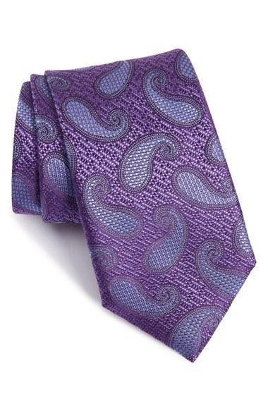 Men's Canali Floral Silk Tie, Size - Purple