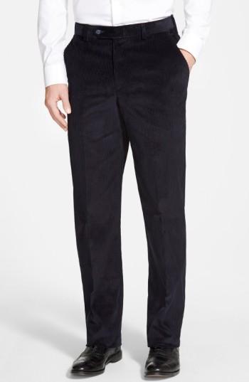 Men's Berle Flat Front Corduroy Trousers X 30 - Blue
