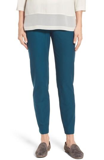 Women's Eileen Fisher Stretch Crepe Ankle Pants, Size X-small - Blue/green (regular & ) (online Only)