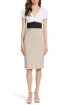 Women's Diane Von Furstenberg Colorblock Stretch Cotton Blend Sheath Dress - Beige