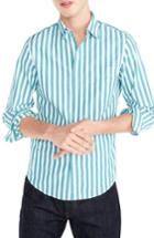 Men's J.crew Slim Fit Stretch Secret Wash Stripe Sport Shirt, Size - Blue
