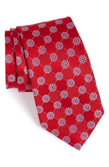 Men's Nordstrom Men's Shop Medallion Silk Tie, Size - Red