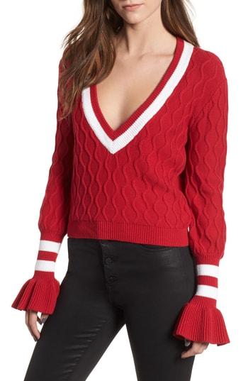 Women's The Fifth Label Graduate Bell Sleeve Sweater, Size - Burgundy