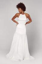 Women's Fame & Partners Alexandrina Strappy Satin & Tulle Mermaid Gown